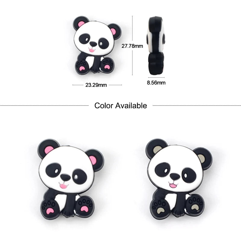 Panda Silicone Beads 5pcs/lot BPA Free  Baby Teething Bead For DIY Jewelry Making Chewable Baby Teething Gift