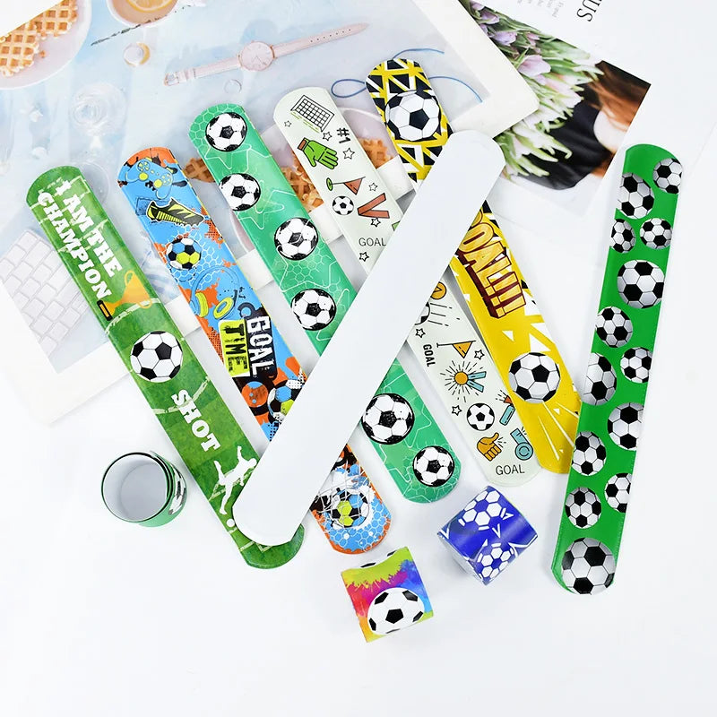 10pcs Party Slap Bracelets Soccer Football Theme Woodland Kids Favor Gifts for Boys Birthday Wristband Toys Baby Shower Supplies