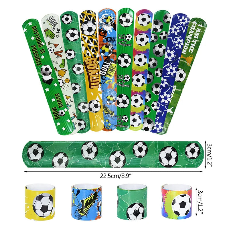 10pcs Party Slap Bracelets Soccer Football Theme Woodland Kids Favor Gifts for Boys Birthday Wristband Toys Baby Shower Supplies